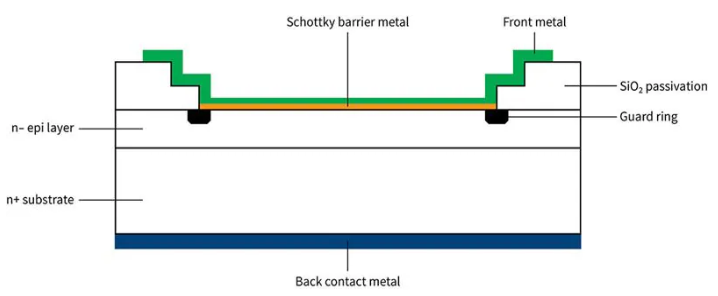 顯示保護(hù)環(huán)的肖特基二極管結(jié)構(gòu) 顯示保護(hù)環(huán)的肖特基二極管結(jié)構(gòu)