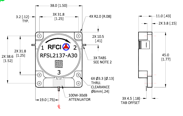 RFSL2137-A30連續波100W-30dB iso衰減器RFCI RFSL2137-A30連續波100W-30dB iso衰減器RFCI