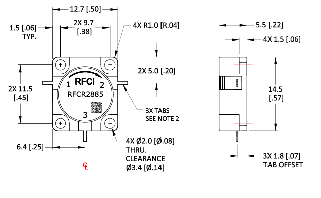 RFCI RFCR2885 X波段CW嵌入式循環器 RFCI RFCR2885 X波段CW嵌入式循環器
